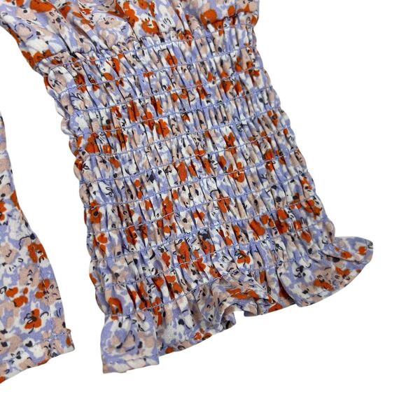 Cupcakes & Cashmere Violet Pink Floral Ruffle Neck Long Sleeve Blouse Medium - Picture 7 of 11